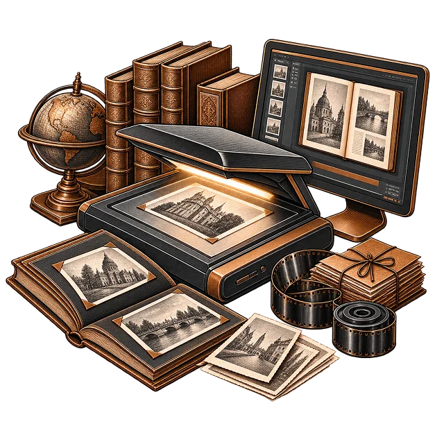 Illustration representing black and white image scanning
