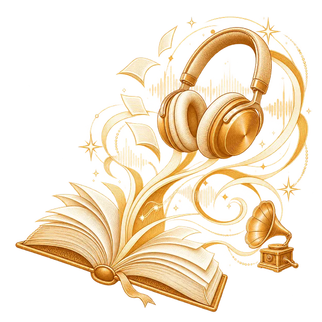 Line illustration of audible Marketing for a book campaign
