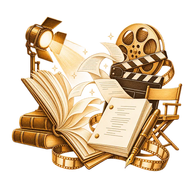 Line illustration of hollywood Screenplay for a book campaign