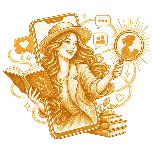 Line illustration of influencer Marketing for a book campaign