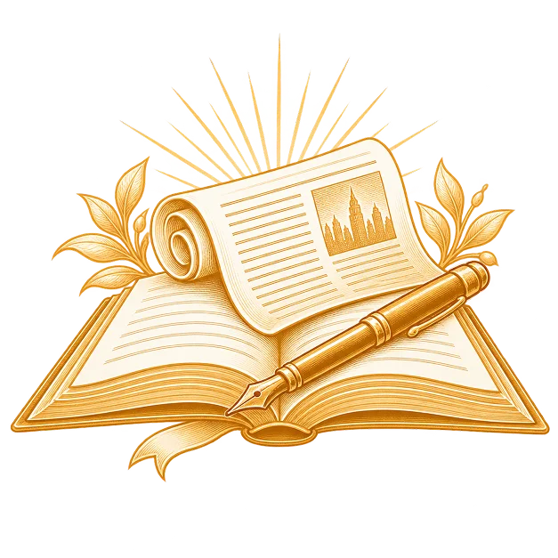 Line illustration of publicity News Release for a book campaign