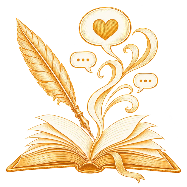 Line illustration of social Media Marketing for a book campaign